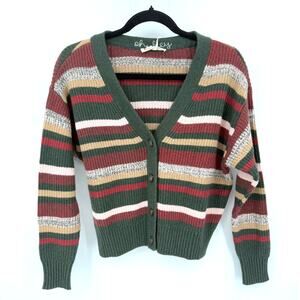 NWT Marine Layer Robin Merino Wool Blend Multi Stripe Crop Cardigan Size XS